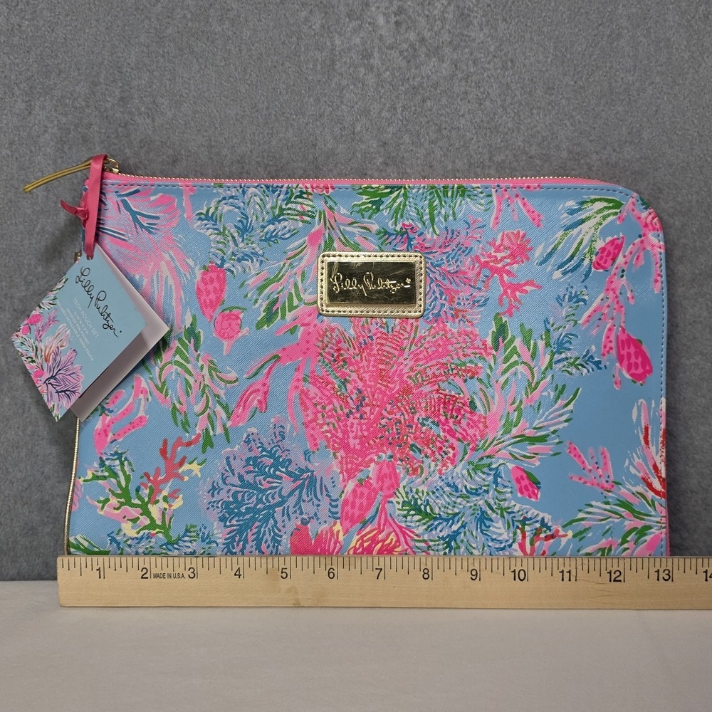 Lilly Pulitzer Blue Pink Tropical Print Tablet Sleeve